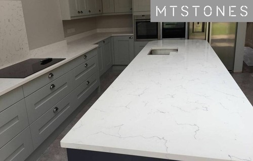 Marble effect quartz kitchen - quartz,
