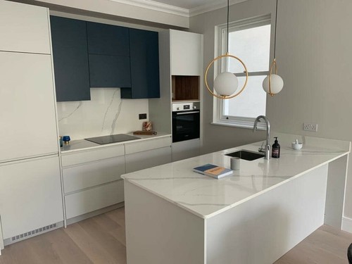 White calacatta quartz kitchen - calacatta,