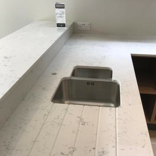 Marble effect quartz kitchen - quartz,